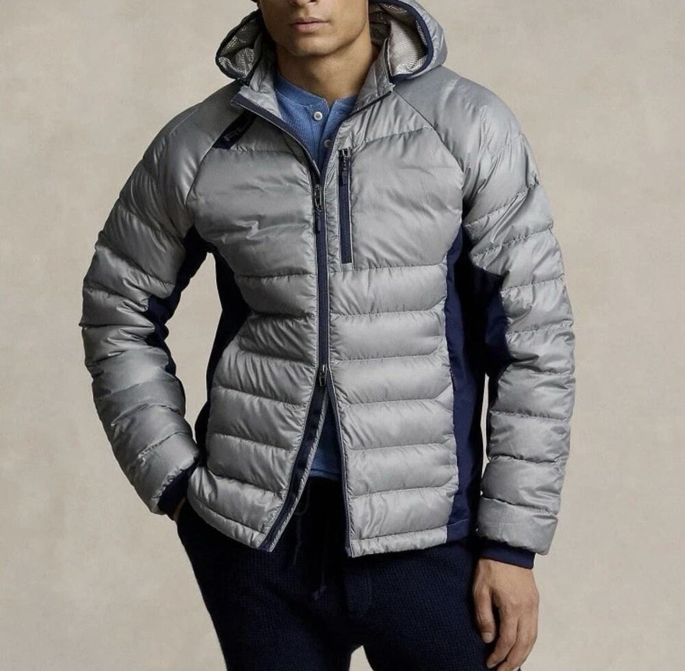 Ralph Lauren RLX Stretch-Paneled Down Hooded Puffer Jacket Men’s Size L NWT